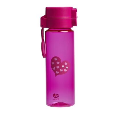 Botella de agua con clip y tapa rosa