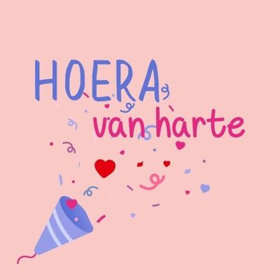 Tarjeta de regalo - Tarjeta de flores - Hurra van Harte - 7 x 7 cm - 20 piezas - con taladro