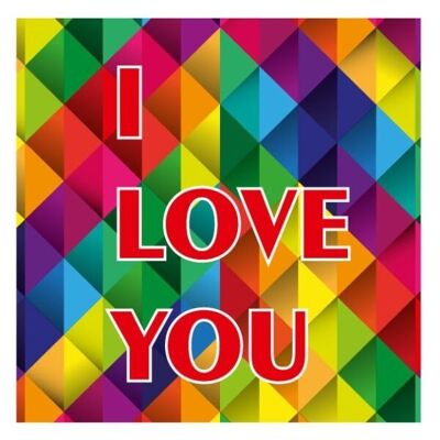 Geschenkkarte - Blumenkarte - I Love You - 7 x 7 cm - 20 Stück - mit Bohrloch