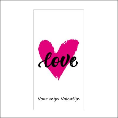 Cadeaukaartje - Bloemenkaartje - Love voor mijn valentijn - 10 x 5 cm - 20 stuks - met boorgaatje
