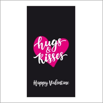 Gift card - Flower card - Hugs and Kisses Happy Valentine - 10 x 5 cm - 20 pieces - with drill hole