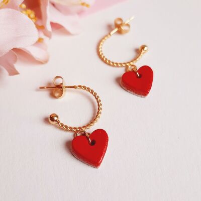 Special VALENTINE'S DAY HEART red hoop earrings
