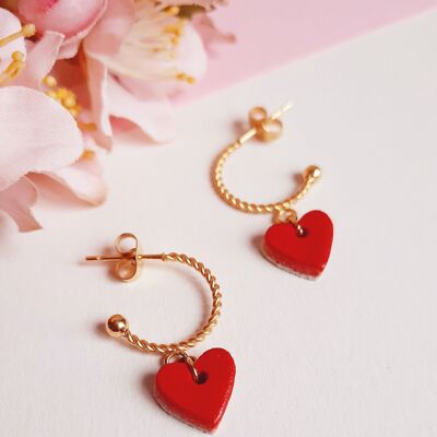 Special VALENTINE'S DAY HEART red hoop earrings