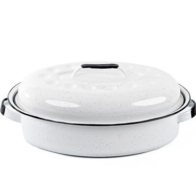 GRANITEWARE - Cocotte Ovale Roaster 4L – Format moyen – Acier émaillé, Ultra-légère – Blanche