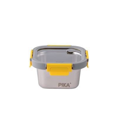 PIKA - Boite alimentaire 600ml en inox et couvercle en verre trempé – Compatible micro-ondes, four, congélateur – MetalShock