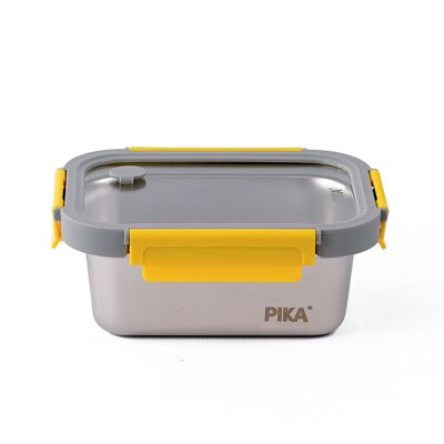 PIKA - Boite alimentaire 800ml en inox et couvercle en verre trempé – Compatible micro-ondes, four, congélateur – MetalShock