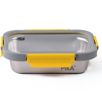 PIKA - Boite alimentaire 820ml en inox et couvercle en verre trempé – Compatible micro-ondes, four, congélateur – MetalShock