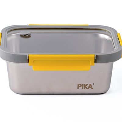 PIKA - Boite alimentaire 1200ml en inox et couvercle en verre trempé – Compatible micro-ondes, four, congélateur – MetalShock