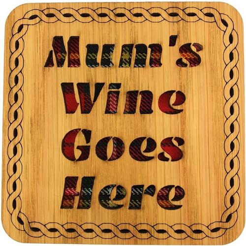 Mum's Wine Goes Here Square Coaster | LCR34