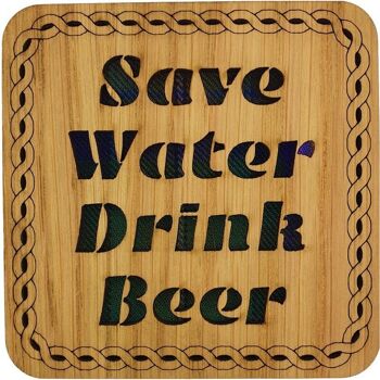 Dessous de verre carré Save Water Drink Beer | LCR35 2