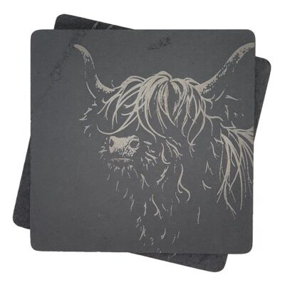 Highland Cow Slate Coasters - 4 Pack | SOR14