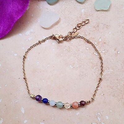 7 CHAKRAS POINTS bracelet with multicolored gemstones