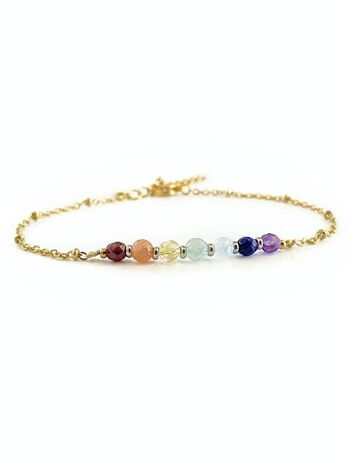 Bracelet POINTS 7 CHAKRAS avec ses pierres fines multicolores 2