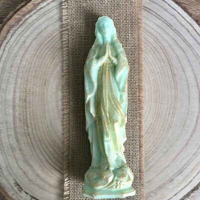 Madonna (Virgen María) en cera Menta nacarado Oro