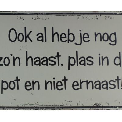 Plas in de pot metalen bord 20x30cm