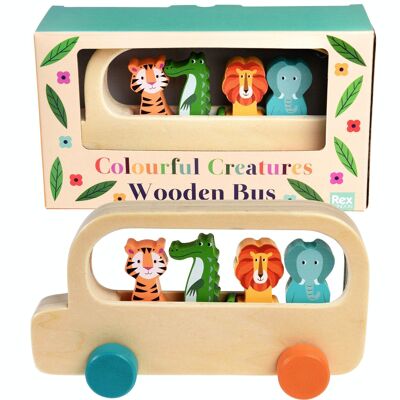 Jouet bus en bois - Créatures colorées