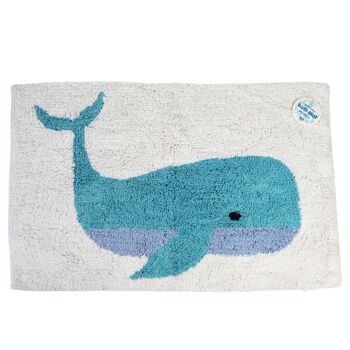 Tapis de bain en coton tufté - Baleine 1