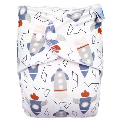 Little Clouds - cloth diaper panty diapers - XXL night diaper (16-25 kg) - Rockets (rockets) - without inserts
