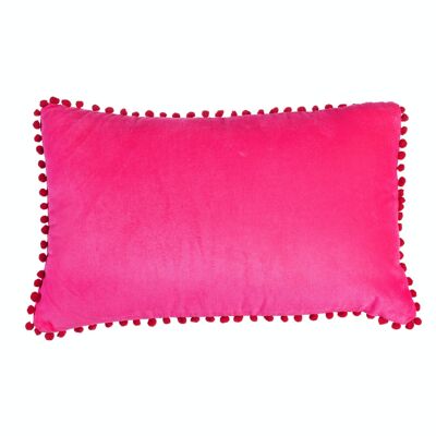 Velvet pom pom cushion - Pink