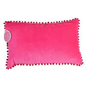 Coussin à pompons en velours - Rose 2