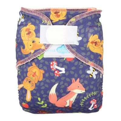 Little Clouds - cloth diaper pant diapers - XXL night diaper (16-25 kg) - forest animals (without inserts)