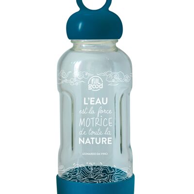 Blue water bottle FILLGOOD - Unbreakable glass - Box of 6 bottles