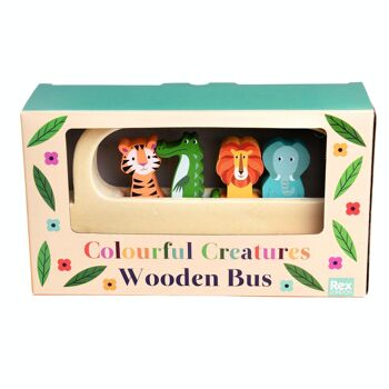 Jouet bus en bois - Créatures colorées 2