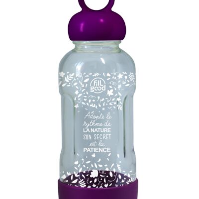 Purple water bottle FILLGOOD - Unbreakable glass - Box of 6 bottles
