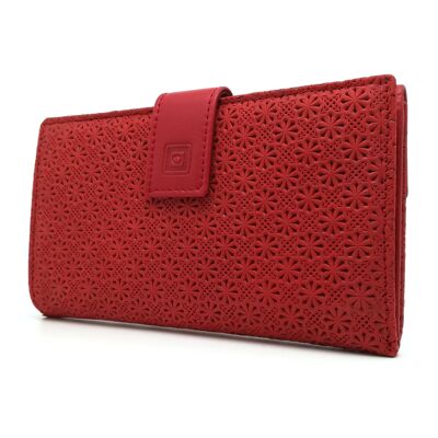 Grand sac à main femme | Portefeuille femme | Fabriqué en Espagne | RFID | Portefeuille en cuir | 32918 Rouge