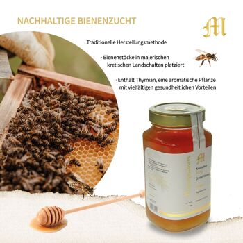 Distributeur de miel de thym crétois 500g, flacon souple, de Crète, de la famille Maragkakis, apiculteur familial de 4e génération, Grèce, 4