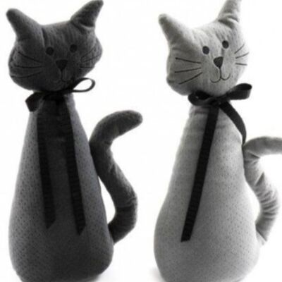 Cute Light Grey Cat Doorstop