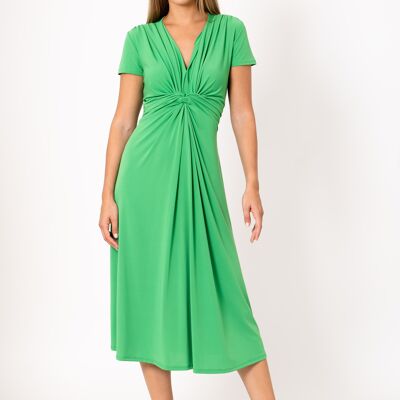 Plain MIDI dress with knot under the chest