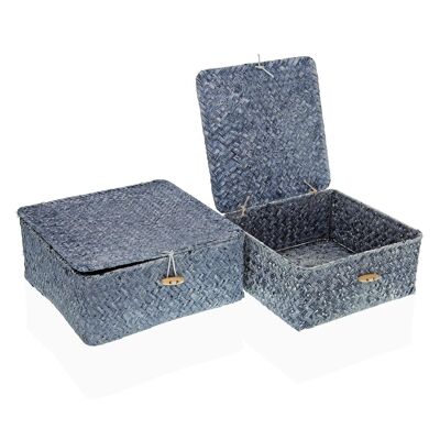 SET 2 PANIERS AVEC COUVERCLE BLEU 22040032