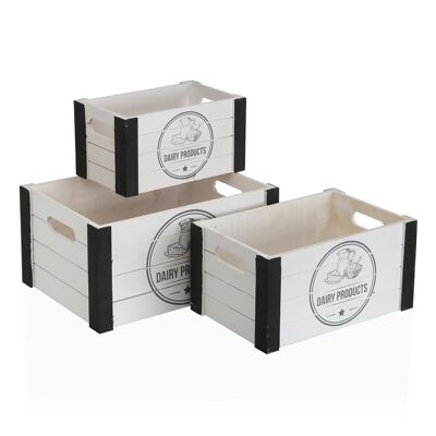 SET OF 3 WOODEN DAIRY BOXES 22010080