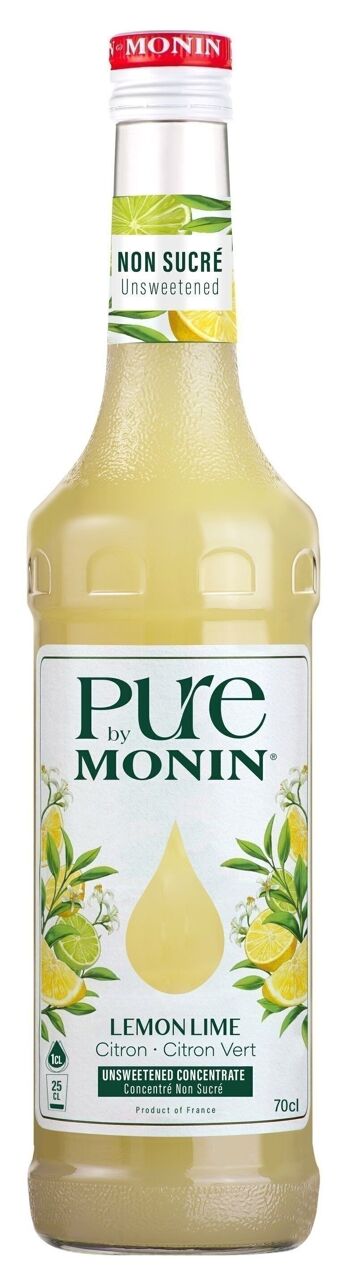 Pure by Monin Citron / Citron Vert pour eau aromatisée ou cocktails - Arômes naturels - 70CL 1