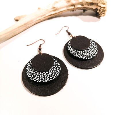 CIRCLE earrings - Leather - Chocolate brown