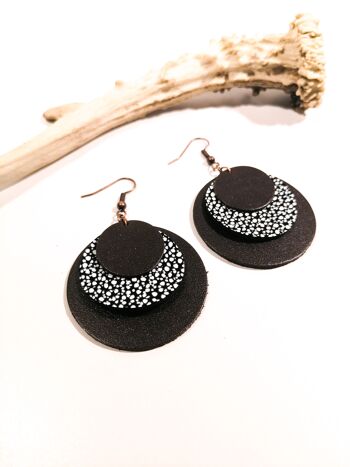 Boucles d'oreilles CIRCLE - Cuir - Marron chocolat 1