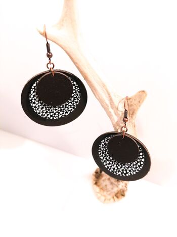 Boucles d'oreilles CIRCLE - Cuir - Marron chocolat 3