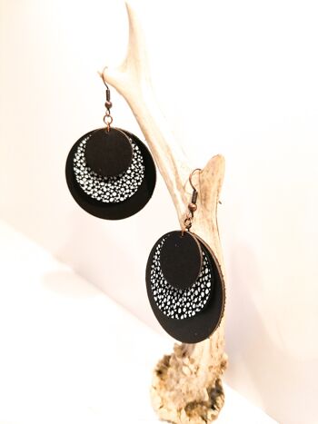 Boucles d'oreilles CIRCLE - Cuir - Marron chocolat 5