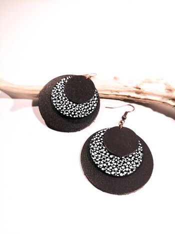 Boucles d'oreilles CIRCLE - Cuir - Marron chocolat 7