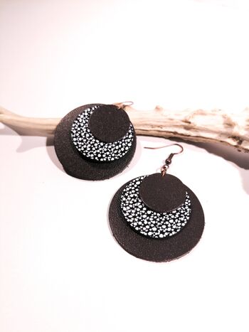 Boucles d'oreilles CIRCLE - Cuir - Marron chocolat 8