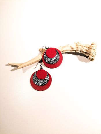 Boucles d'oreilles CIRCLE - Cuir - Rouge 6