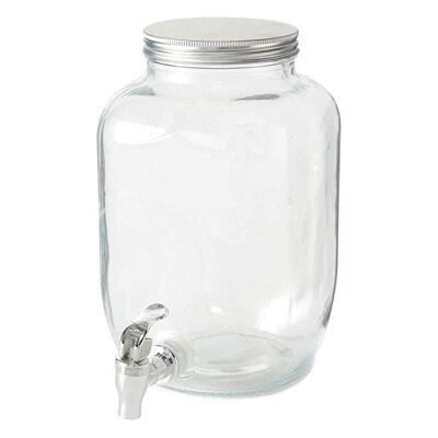Jar with 4 liter glass dispenser tap with metal screw cap