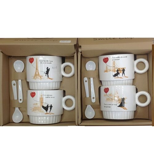 Mug with spoon,  Set of 2 pieces in a box as per photo UK-800A