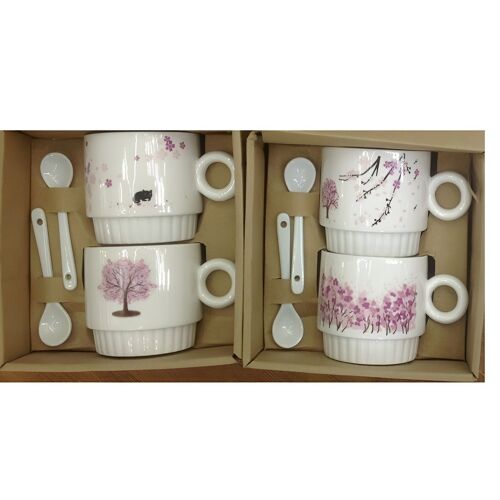 Mug with spoon,  Set of 2 pieces in a box as per photo UK-800B