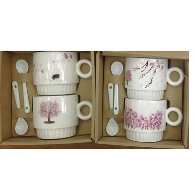 Mug with spoon,  Set of 2 pieces in a box as per photo UK-800B