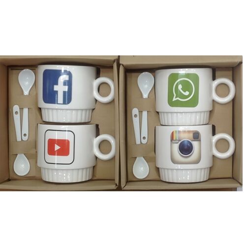 Mug with spoon,  Set of 2 pieces in a box as per photo UK-800C