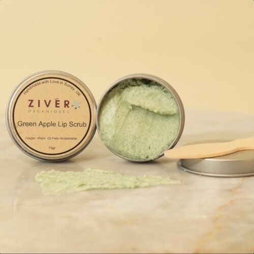 Green Apple Sugar Lip Scrub | Eco Friendly | Vegan | Cruelty Free | No plastic | Organic Avacod Oil | No Artificial Colourings | 15gr