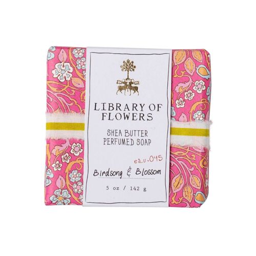 Library of Flowers Hot Pink & Blue Floral Bar Soap