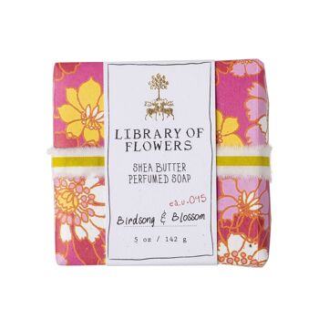 Library of Flowers Savon en pain floral magenta et jaune 1